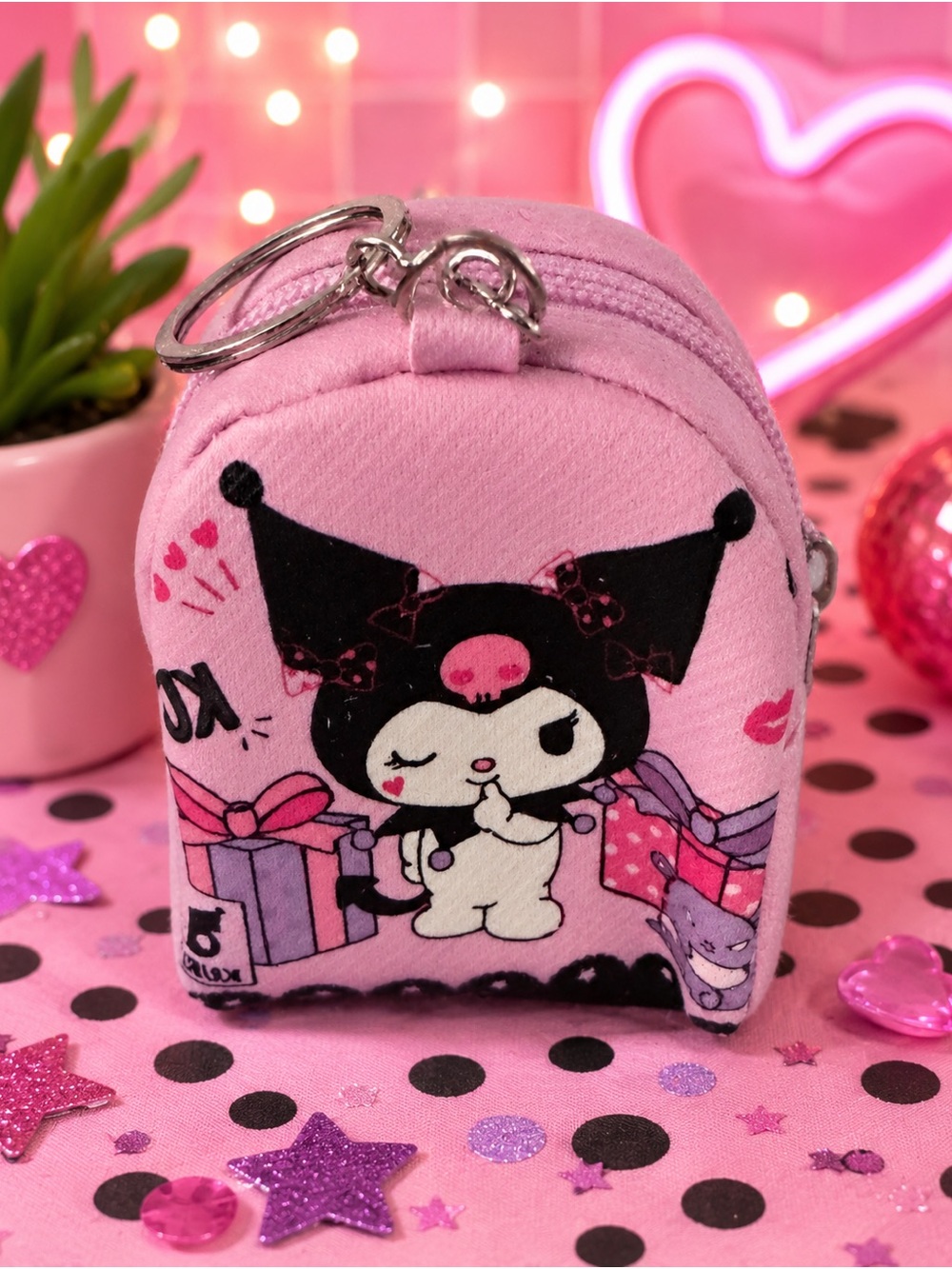 Pink Kids Mini Backpack Coin Pouch - Cute Character Keychain-Unbranded NWOT
